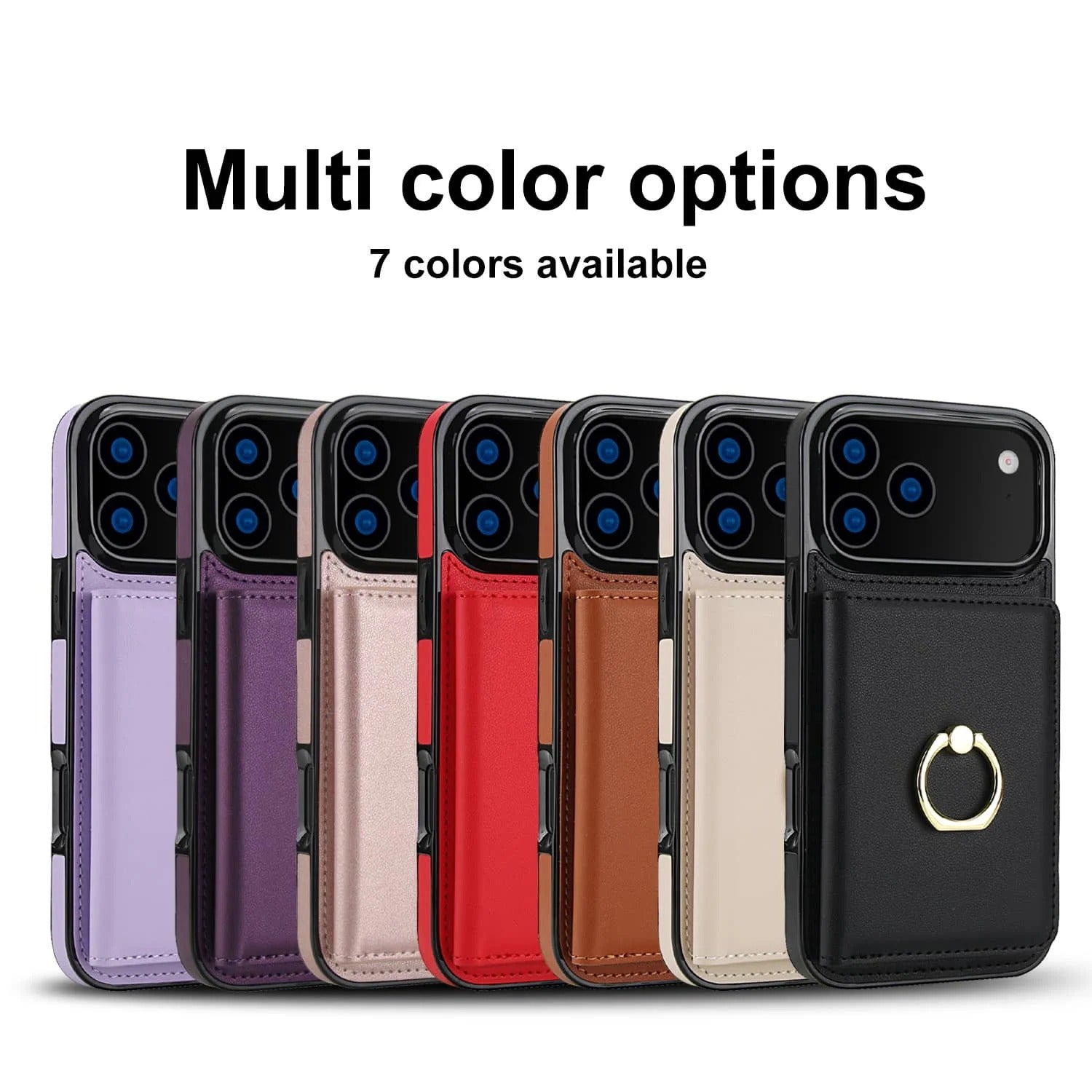 Luxury iPhone Case — Wallet Cover with Card Holder, 360° Rotating Ring Kickstand, Magnetic Clasp & Shockproof PU Leather Full-Coverage Design for iPhone 17 Pro Max and Air