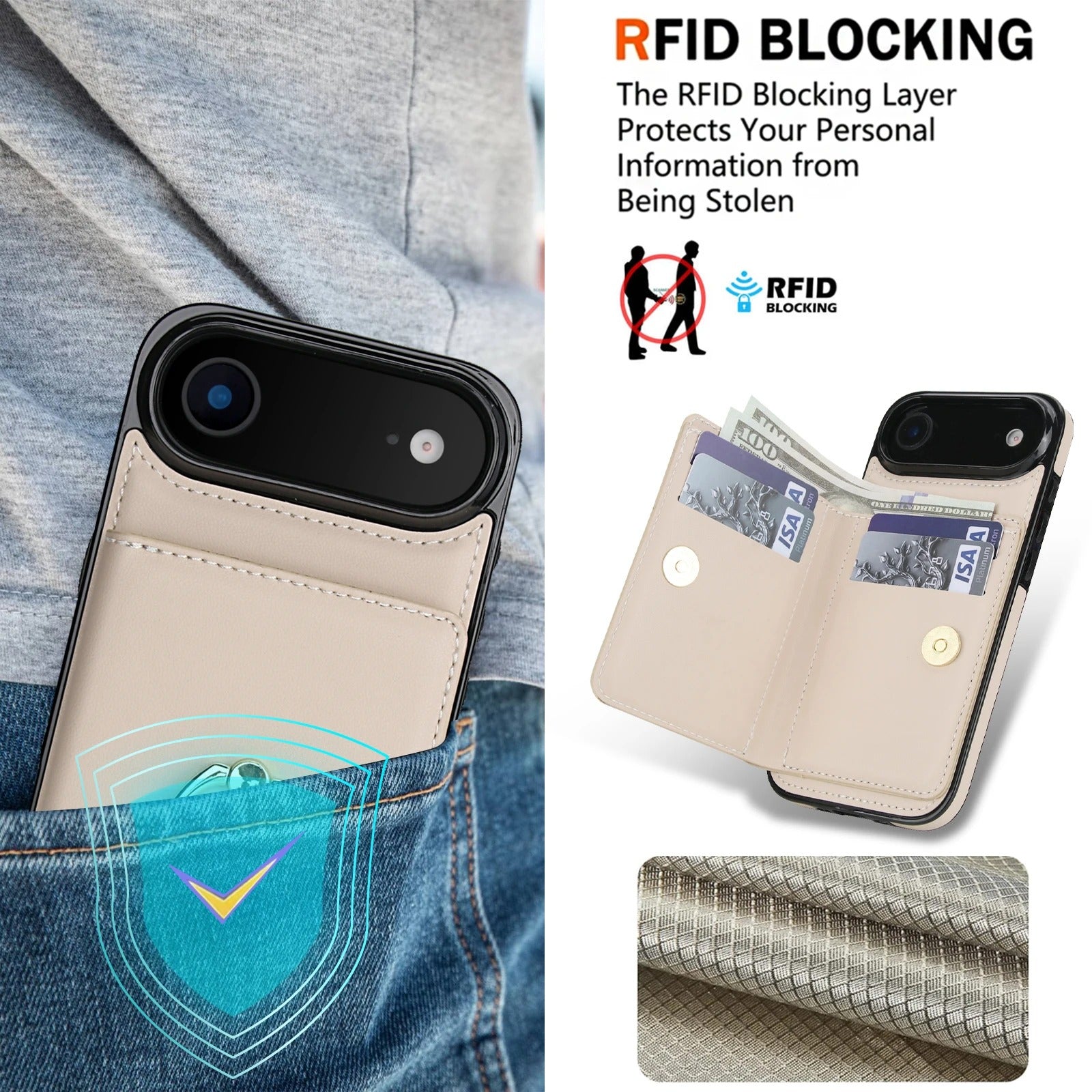 Luxury iPhone Case — Wallet Cover with Card Holder, 360° Rotating Ring Kickstand, Magnetic Clasp & Shockproof PU Leather Full-Coverage Design for iPhone 17 Pro Max and Air