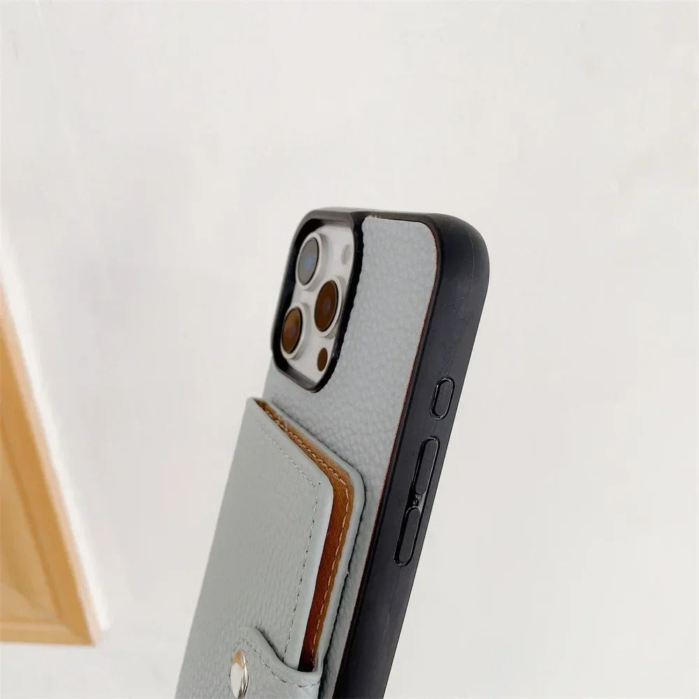 Luxury iPhone Crossbody Wallet Case with Card Slots — PU Leather Cover, Zipper Coin Purse, Long Lanyard Strap, Shockproof Drop Protection, Full Access Design