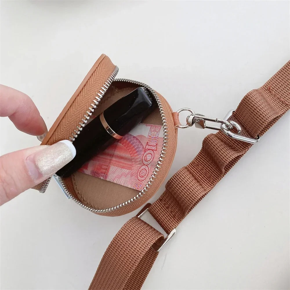 Luxury iPhone Crossbody Wallet Case with Card Slots — PU Leather Cover, Zipper Coin Purse, Long Lanyard Strap, Shockproof Drop Protection, Full Access Design