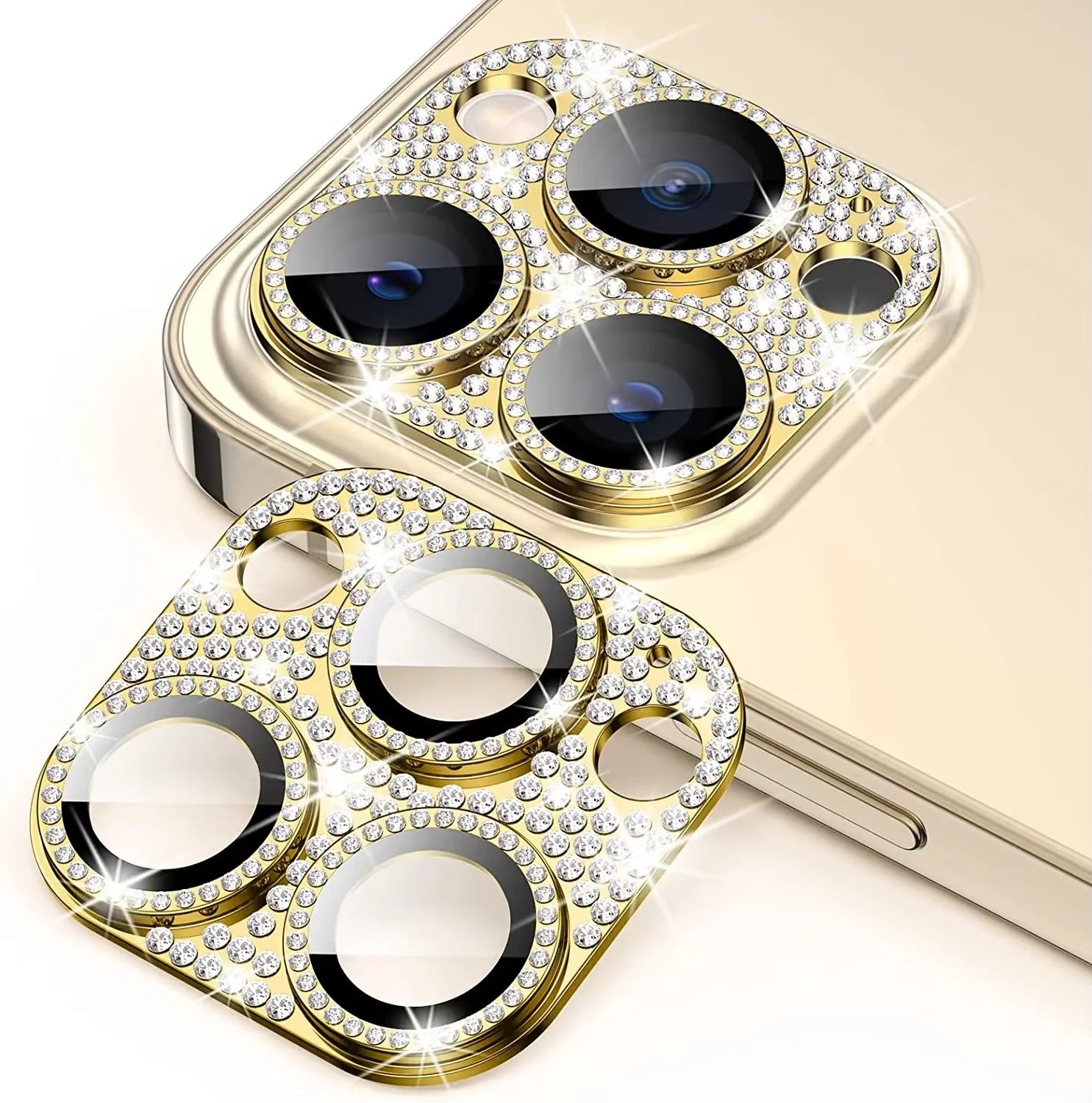Luxury iPhone Diamond Camera Lens Protector, Metal Glass Lens Cover with Full Coverage, Scratch Resistance & Decorative Protection