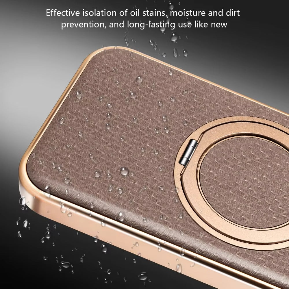 Luxury iPhone Case — Diamond Pattern Leather MagSafe Cover with Rotating Bracket Holder, Full-Coverage Shockproof Protection and Anti-Fingerprint Finish
