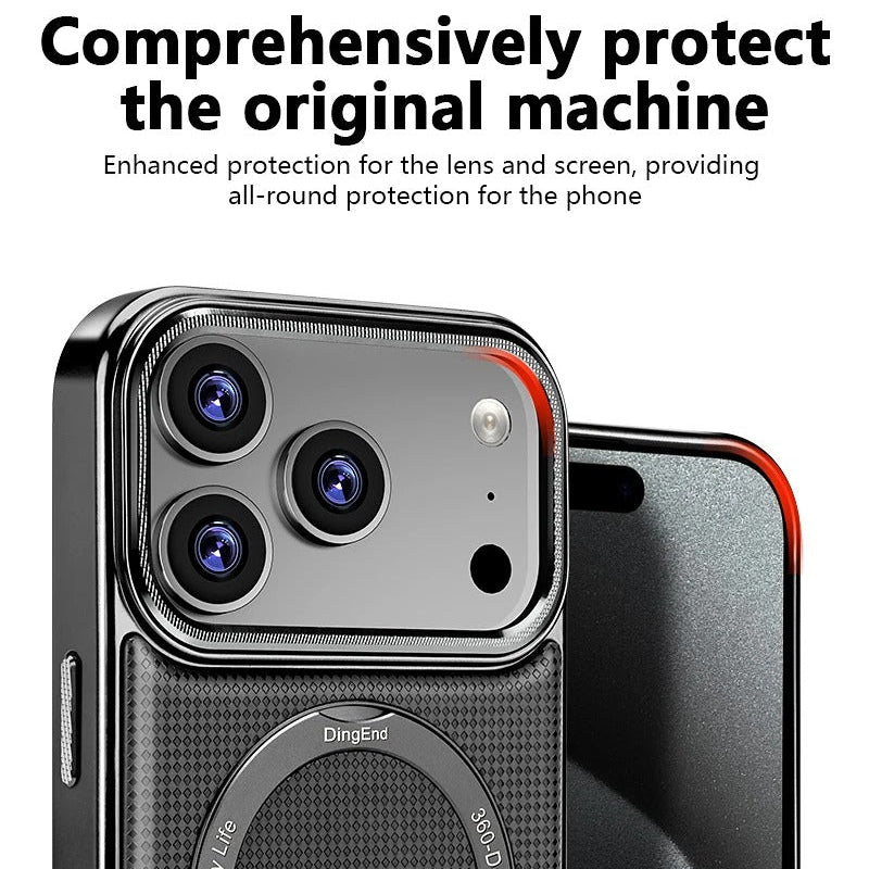 Luxury iPhone Case — Diamond Pattern Leather MagSafe Cover with Rotating Bracket Holder, Full-Coverage Shockproof Protection and Anti-Fingerprint Finish