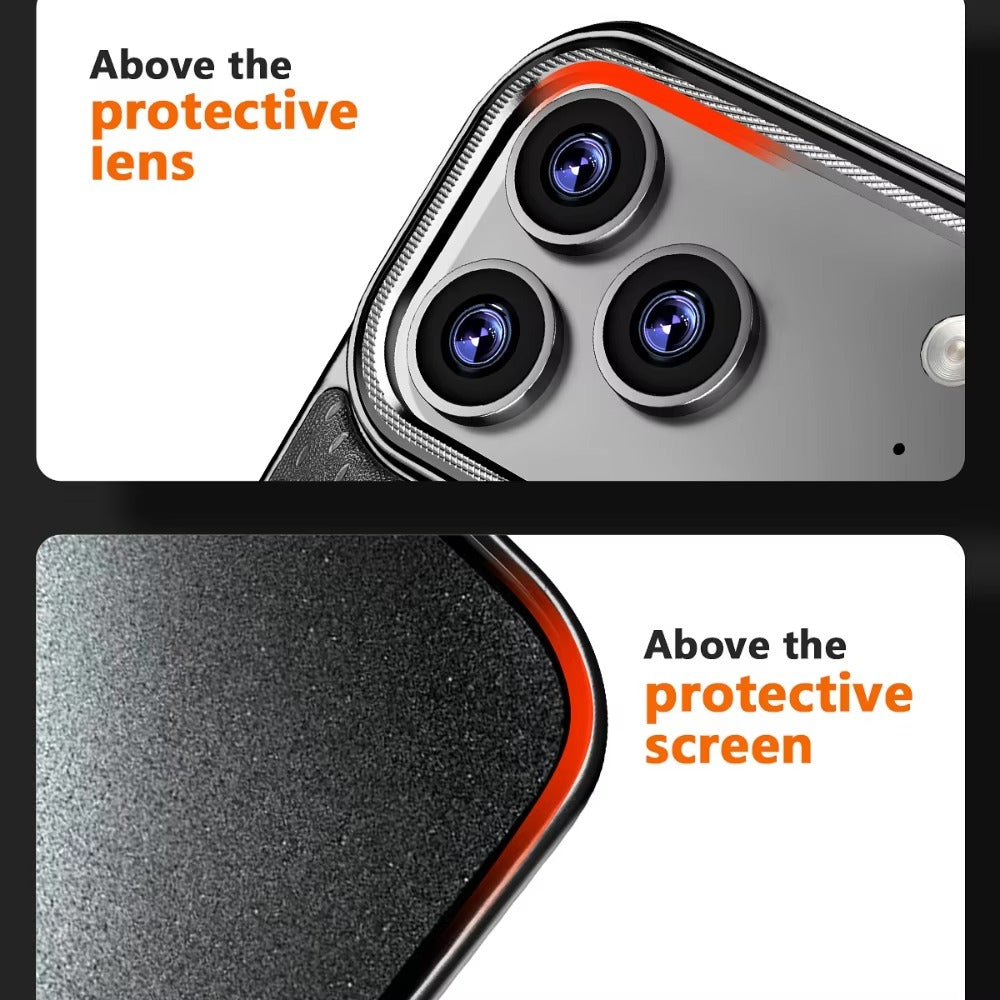 Luxury iPhone Case — Diamond Pattern Leather MagSafe Cover with Rotating Bracket Holder, Full-Coverage Shockproof Protection and Anti-Fingerprint Finish