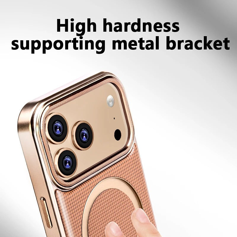 Luxury iPhone Case — Diamond Pattern Leather MagSafe Cover with Rotating Bracket Holder, Full-Coverage Shockproof Protection and Anti-Fingerprint Finish