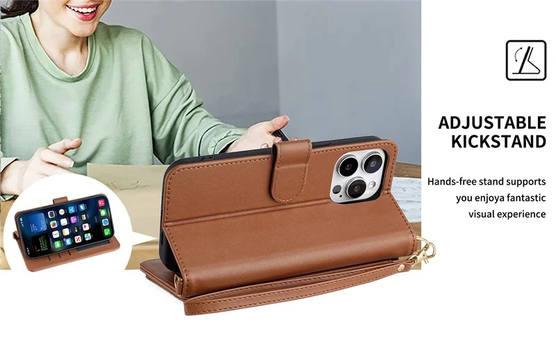 Luxury iPhone Case — Leather Flip Wallet Cover with Card Holder, Shockproof Protective Design and Stylish Full-Body Functionality