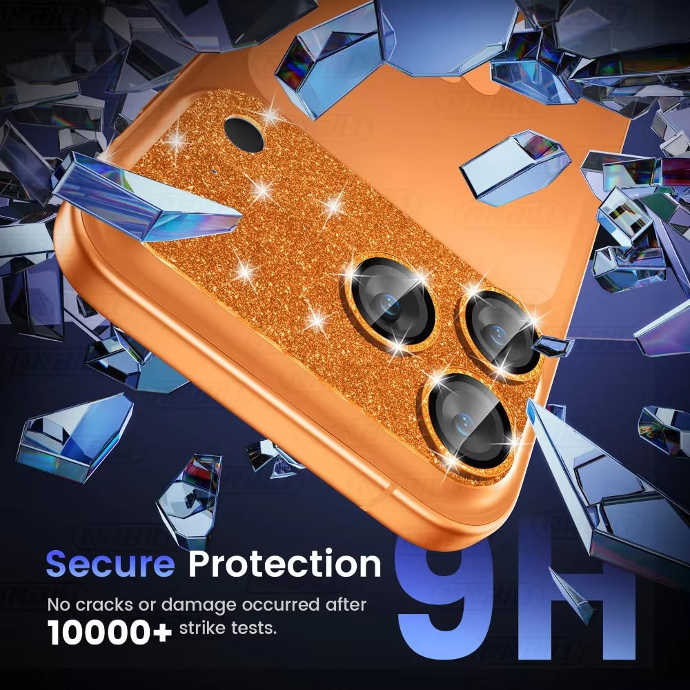 Luxury iPhone Glitter Camera Lens Protector, Metal Alloy Tempered Glass Film with Full Coverage, Scratch Resistance & Decorative Protection