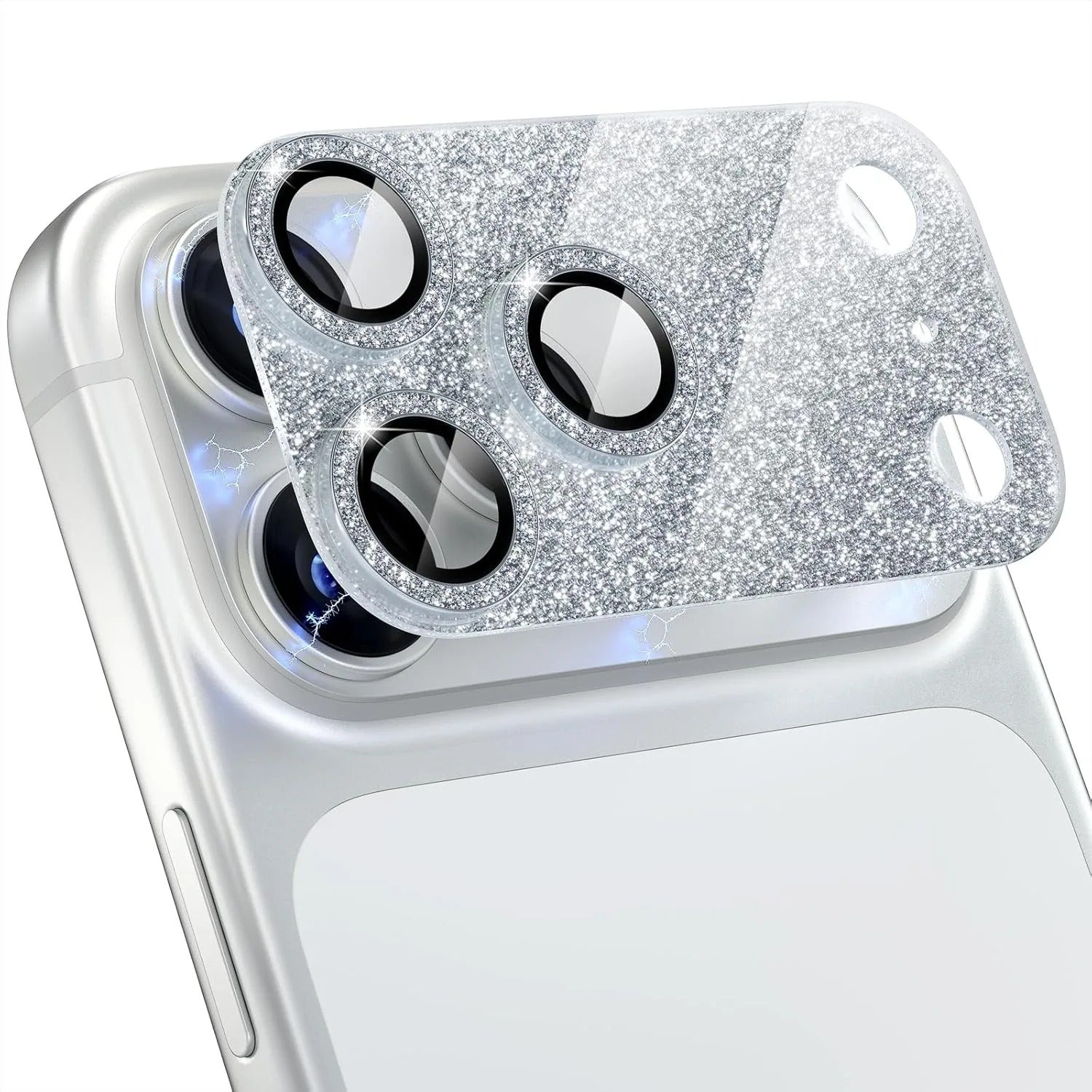 Luxury iPhone Glitter Camera Lens Protector, Metal Alloy Tempered Glass Film with Full Coverage, Scratch Resistance & Decorative Protection