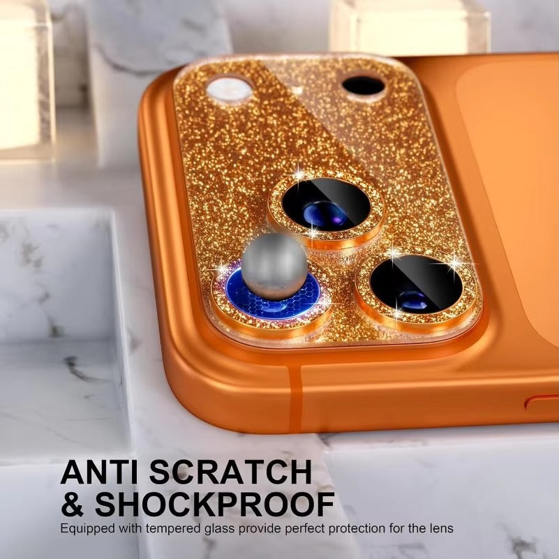Luxury iPhone Glitter Camera Lens Protector, Metal Alloy Tempered Glass Film with Full Coverage, Scratch Resistance & Decorative Protection