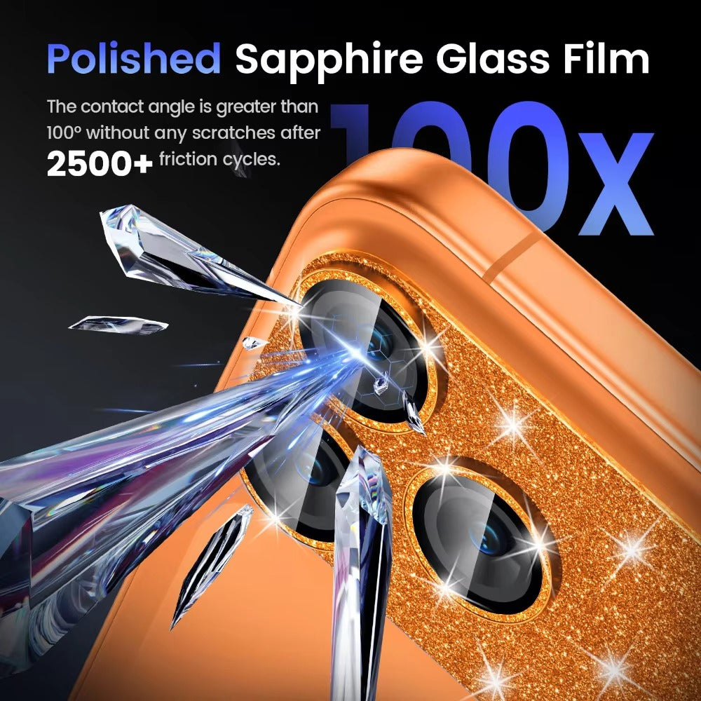 Luxury iPhone Glitter Camera Lens Protector, Metal Alloy Tempered Glass Film with Full Coverage, Scratch Resistance & Decorative Protection