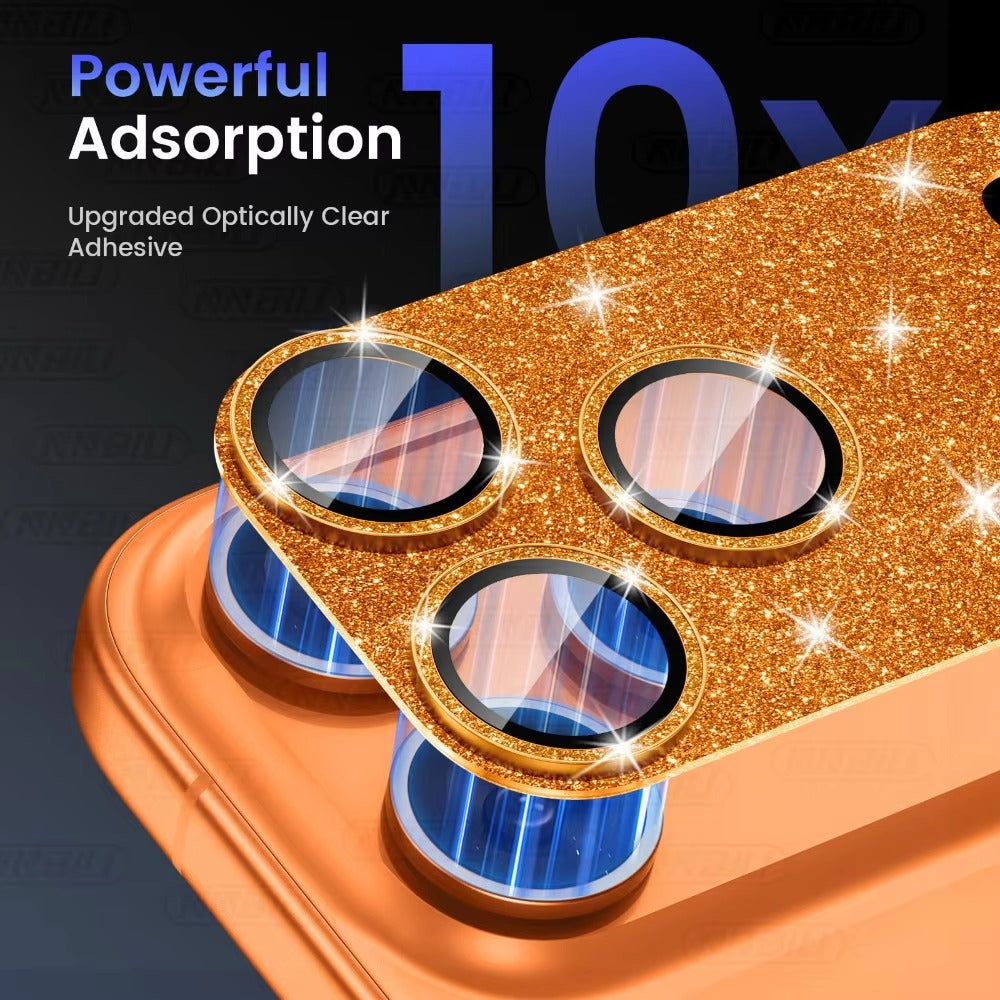 Luxury iPhone Glitter Camera Lens Protector, Metal Alloy Tempered Glass Film with Full Coverage, Scratch Resistance & Decorative Protection