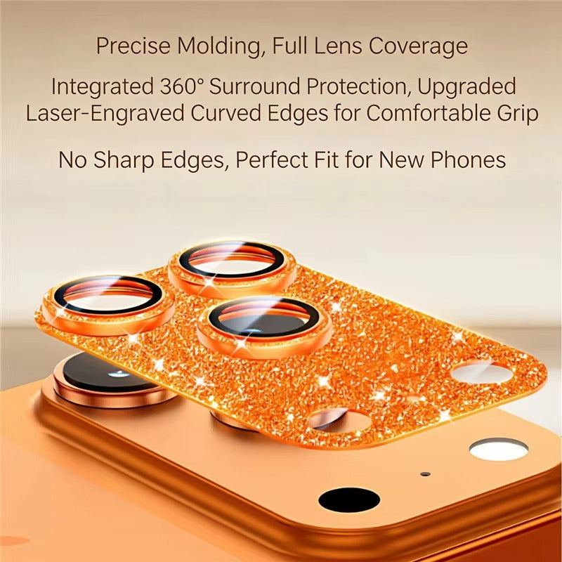 Luxury iPhone Glitter Camera Lens Protector, Metal Alloy Tempered Glass Film with Full Coverage, Scratch Resistance & Decorative Protection