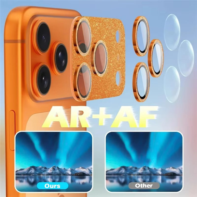 Luxury iPhone Glitter Camera Lens Protector, Metal Alloy Tempered Glass Film with Full Coverage, Scratch Resistance & Decorative Protection