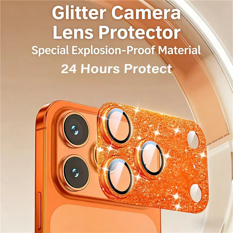 Luxury iPhone Glitter Camera Lens Protector, Metal Alloy Tempered Glass Film with Full Coverage, Scratch Resistance & Decorative Protection