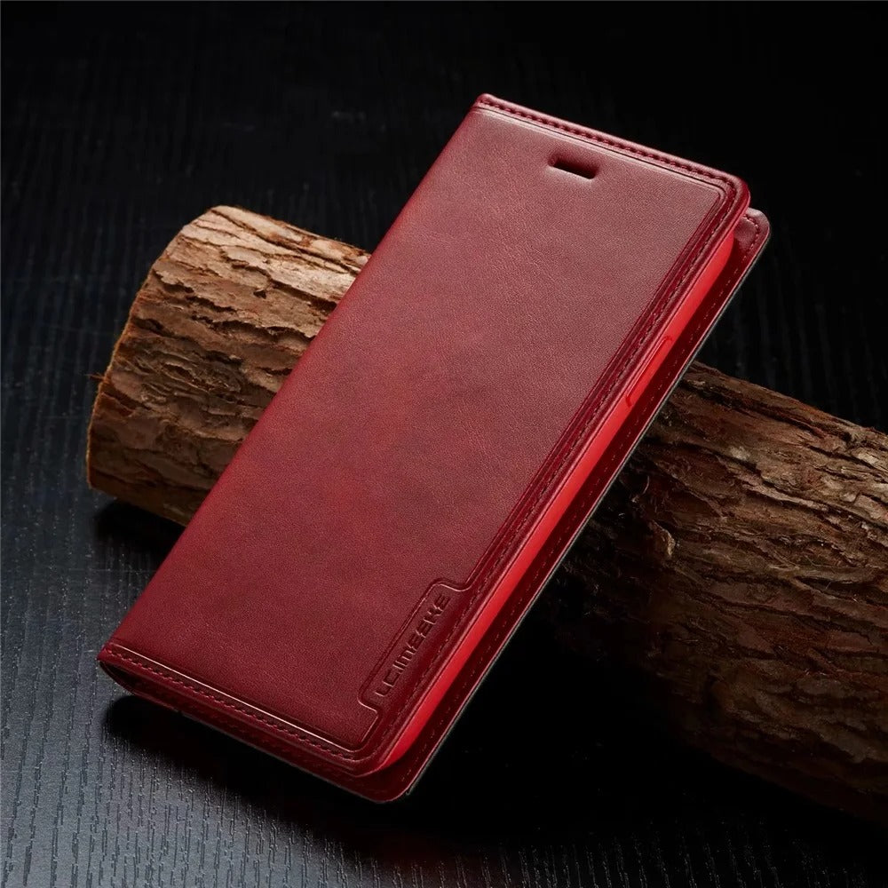 Luxury iPhone Case — PU Leather Flip Cover with Card & SIM Slots, Slim Folio Design, Magnetic Closure, Lightweight Stylish Full-Body Protection