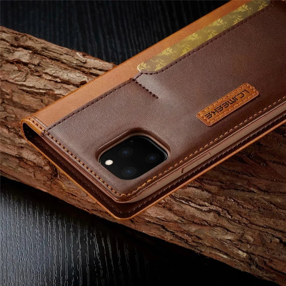 Luxury iPhone Case — PU Leather Flip Cover with Card & SIM Slots, Slim Folio Design, Magnetic Closure, Lightweight Stylish Full-Body Protection