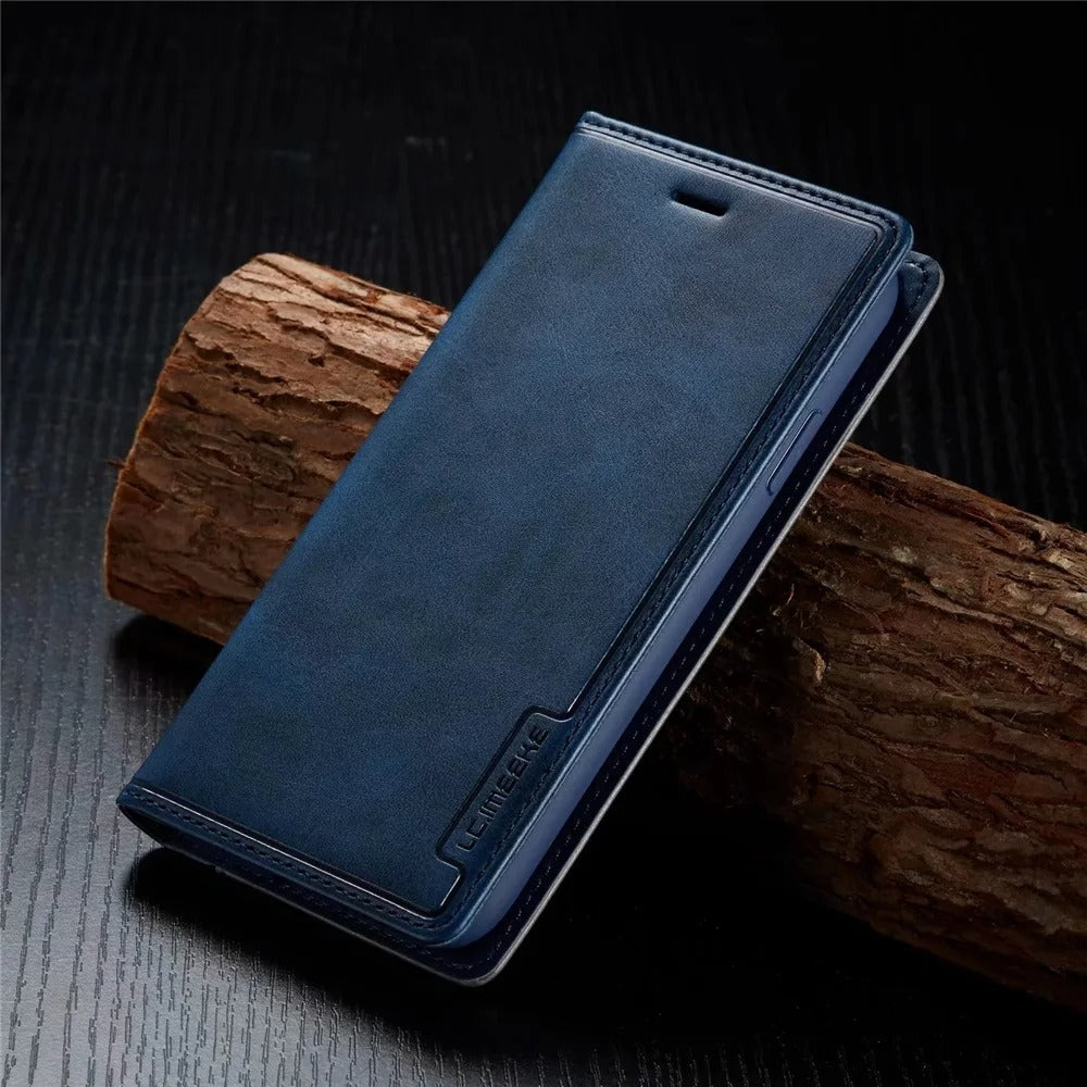 Luxury iPhone Case — PU Leather Flip Cover with Card & SIM Slots, Slim Folio Design, Magnetic Closure, Lightweight Stylish Full-Body Protection
