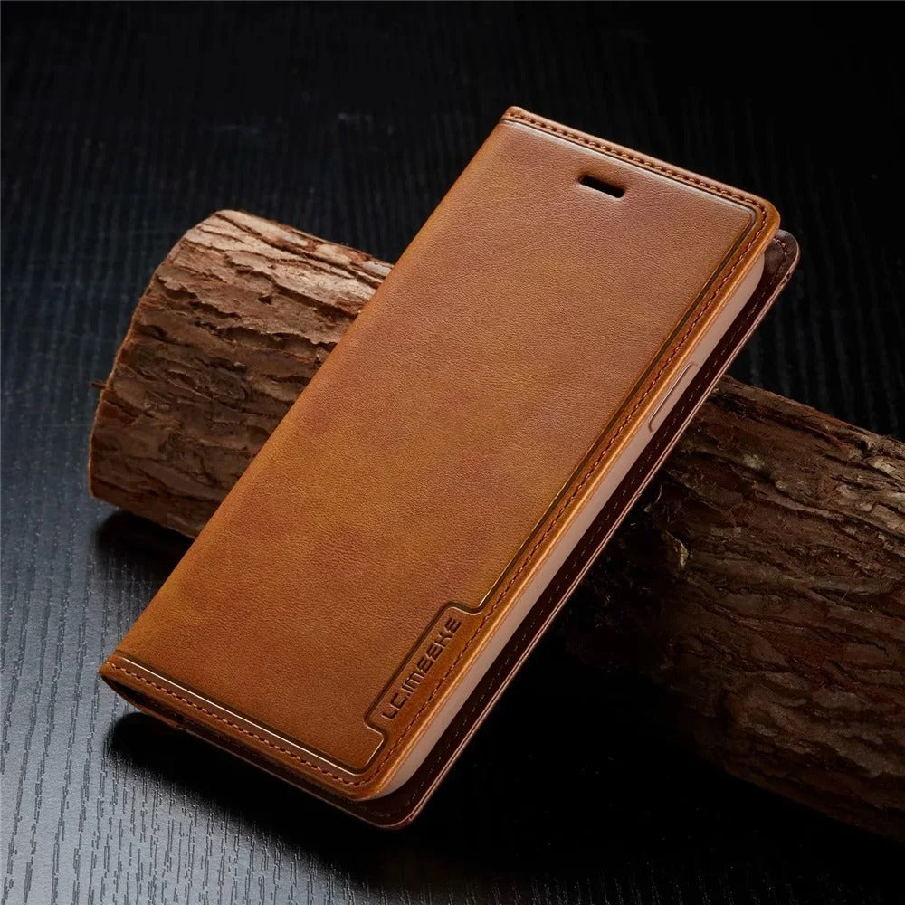 Luxury iPhone Case — PU Leather Flip Cover with Card & SIM Slots, Slim Folio Design, Magnetic Closure, Lightweight Stylish Full-Body Protection