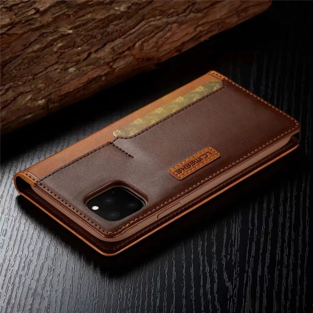 Luxury iPhone Case — PU Leather Flip Cover with Card & SIM Slots, Slim Folio Design, Magnetic Closure, Lightweight Stylish Full-Body Protection
