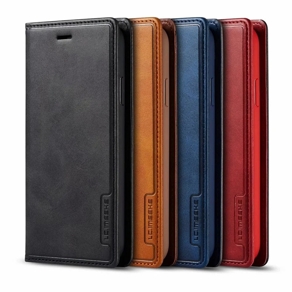 Luxury iPhone Case — PU Leather Flip Cover with Card & SIM Slots, Slim Folio Design, Magnetic Closure, Lightweight Stylish Full-Body Protection