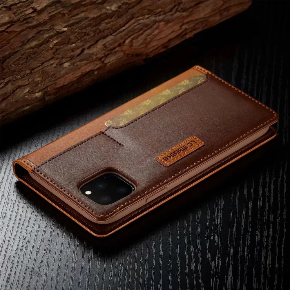 Luxury iPhone Case — PU Leather Flip Cover with Card & SIM Slots, Slim Folio Design, Magnetic Closure, Lightweight Stylish Full-Body Protection