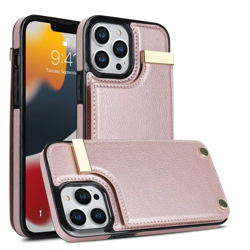 Luxury iPhone Case — Leather Wallet Cover with Card Holders, Kickstand Function, Full-Body Shockproof Protection in a Stylish Functional Design