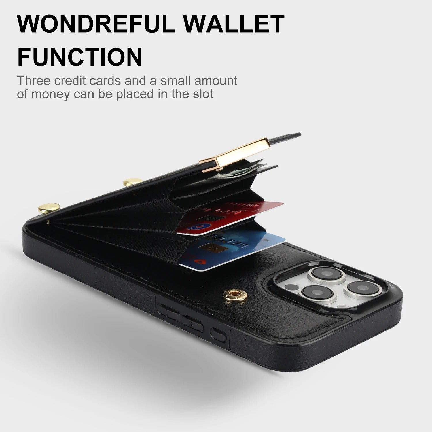 Luxury iPhone Case — Leather Wallet Cover with Card Holders, Kickstand Function, Full-Body Shockproof Protection in a Stylish Functional Design