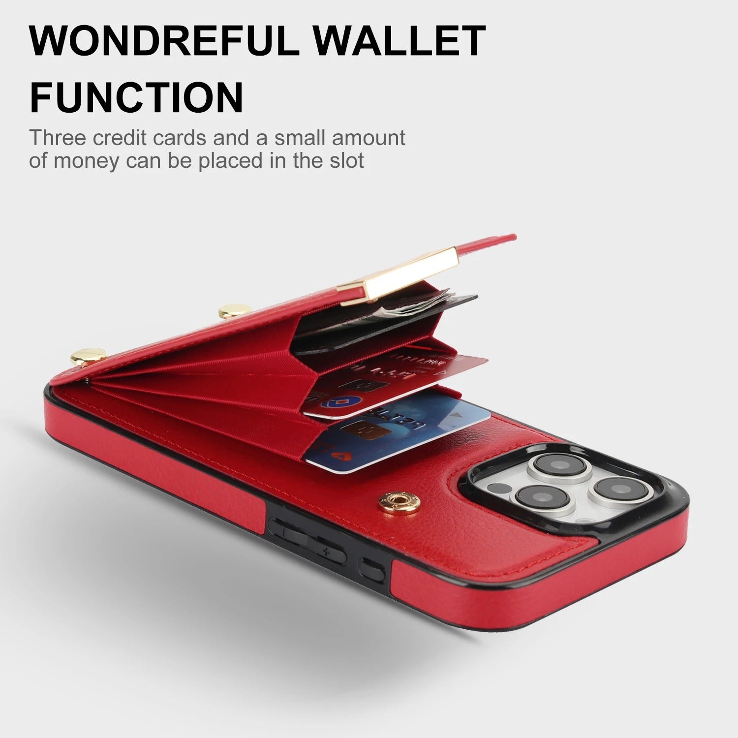 Luxury iPhone Case — Leather Wallet Cover with Card Holders, Kickstand Function, Full-Body Shockproof Protection in a Stylish Functional Design