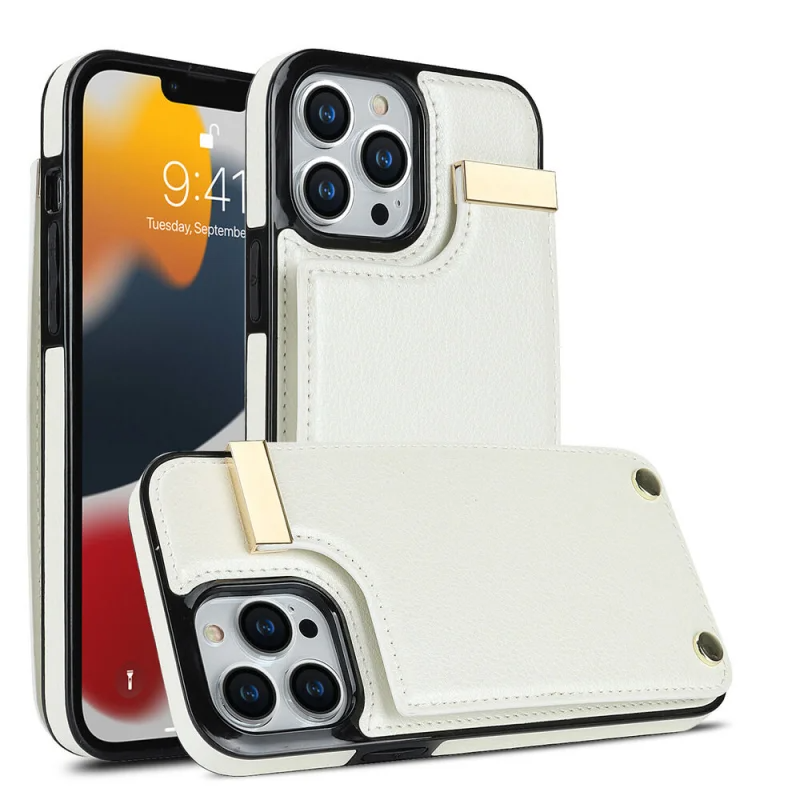 Luxury iPhone Case — Leather Wallet Cover with Card Holders, Kickstand Function, Full-Body Shockproof Protection in a Stylish Functional Design