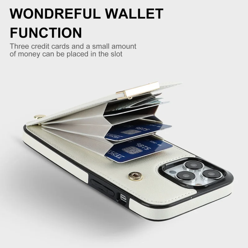 Luxury iPhone Case — Leather Wallet Cover with Card Holders, Kickstand Function, Full-Body Shockproof Protection in a Stylish Functional Design