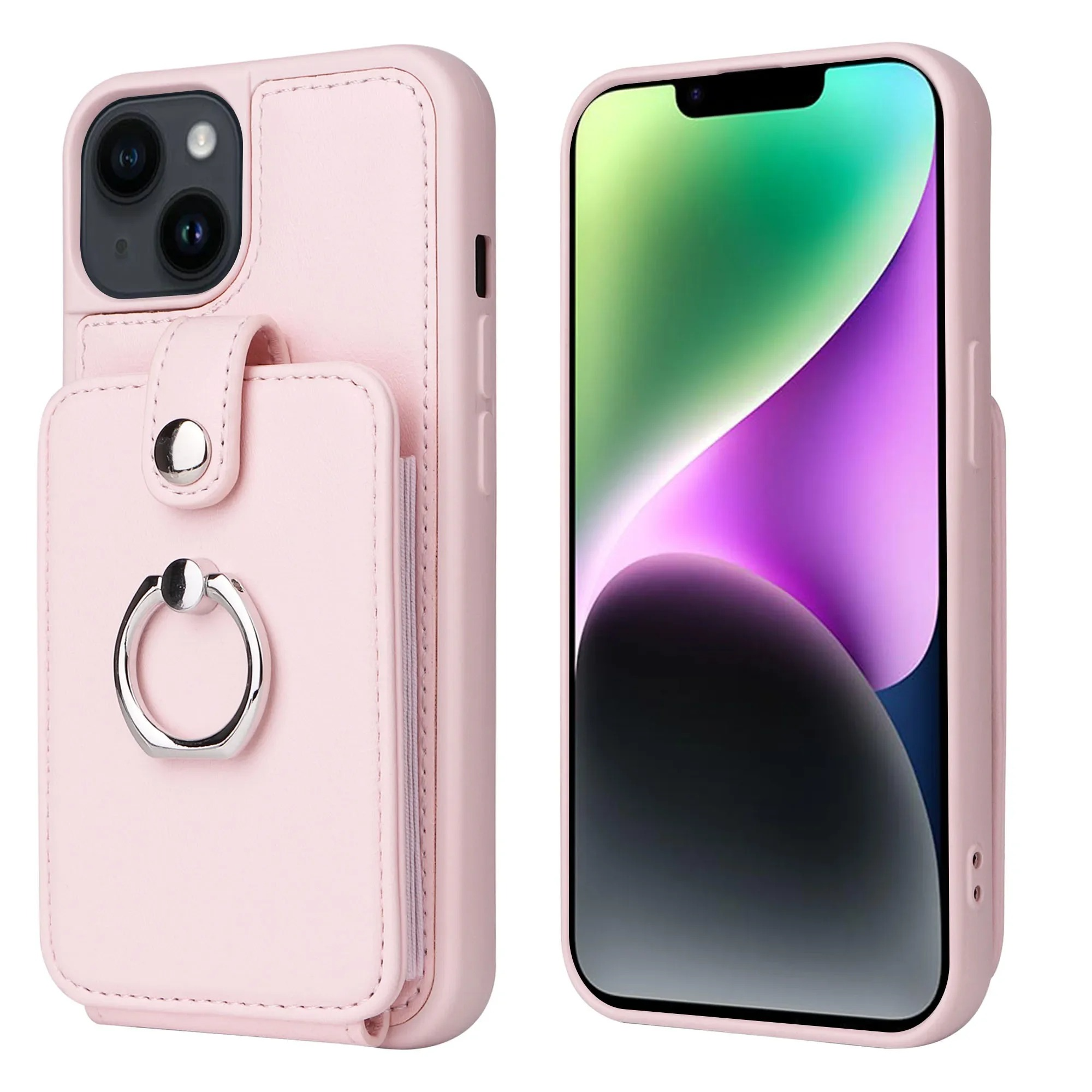 Luxury iPhone Case — Leather Wallet Cover with Ring Holder, Card Slot Design, Shockproof Protection and Anti-Fingerprint Scratch-Resistant Non-Slip Finish