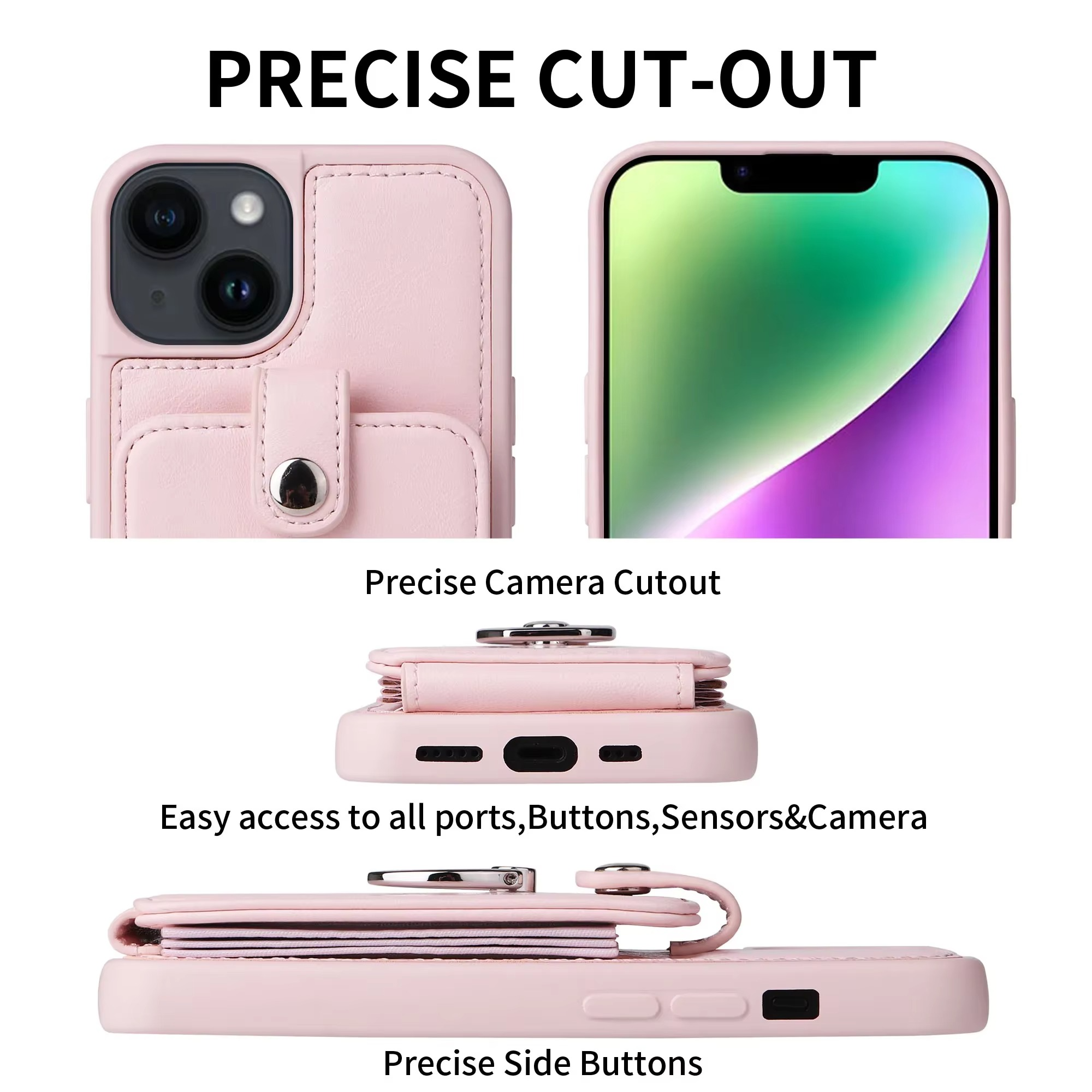 Luxury iPhone Case — Leather Wallet Cover with Ring Holder, Card Slot Design, Shockproof Protection and Anti-Fingerprint Scratch-Resistant Non-Slip Finish
