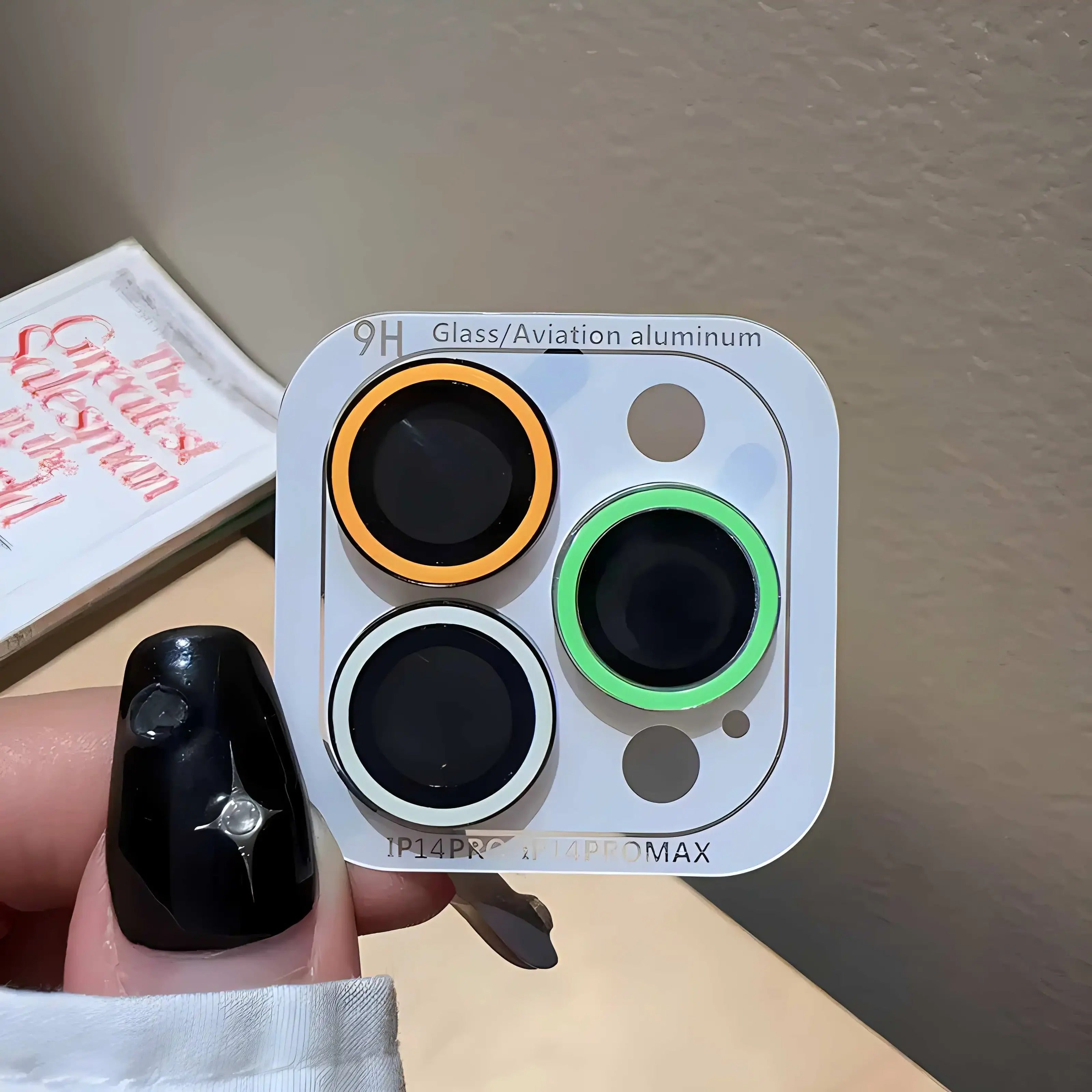 Luxury iPhone Luminous Ceramic Camera Lens Protector, Glowing Lens Ring Glass Cap with Full Coverage, Scratch Resistance & Decorative Protection