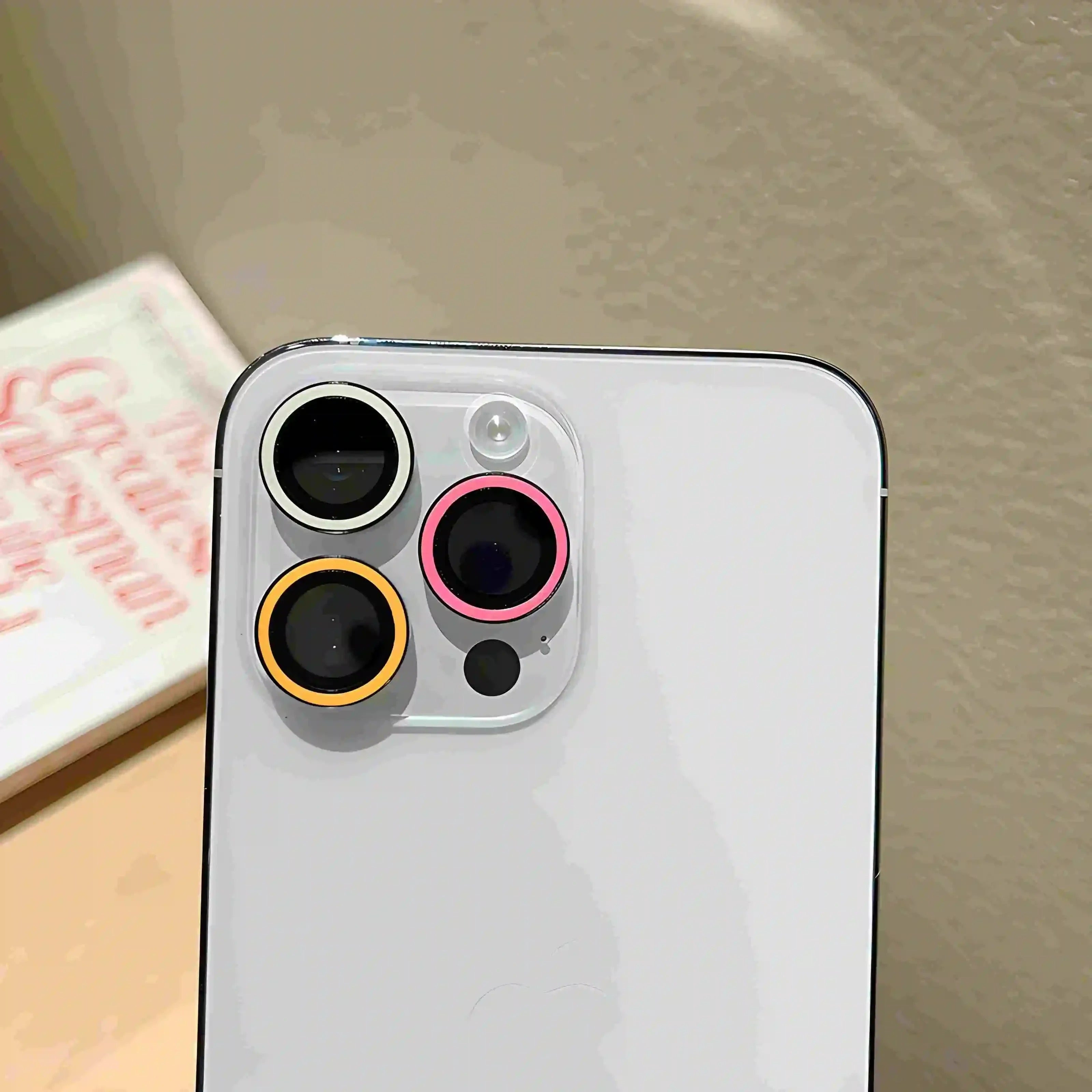 Luxury iPhone Luminous Ceramic Camera Lens Protector, Glowing Lens Ring Glass Cap with Full Coverage, Scratch Resistance & Decorative Protection