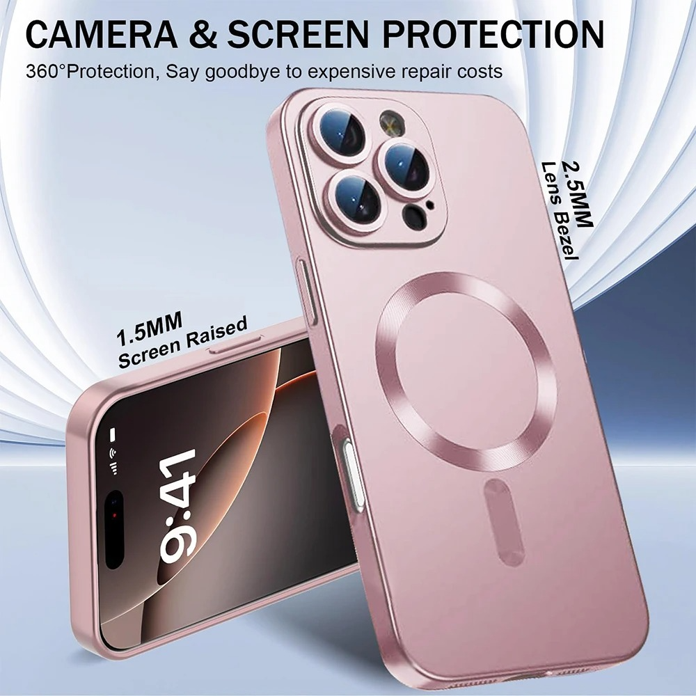 Luxury iPhone MagSafe Case — Magnetic Wireless Charging Full Coverage Silicone Cover, Camera Protection, Slim Shockproof Anti-Fingerprint Matte Design