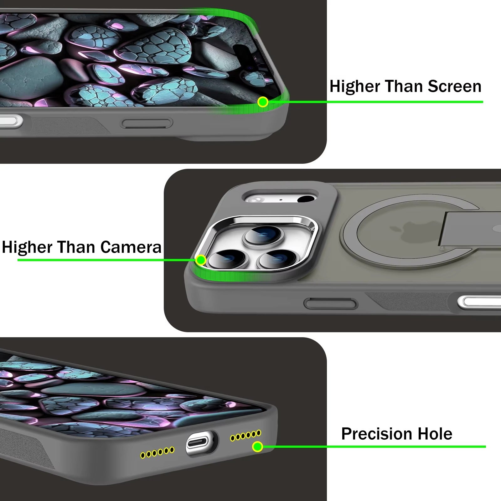 Luxury iPhone Case — MagSafe Fold Stand Cover with Magnetic Kickstand Holder, Slim Shockproof Bumper Protection and Wireless Charging Compatible Design