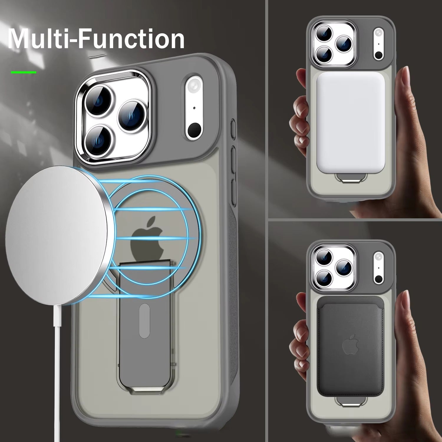 Luxury iPhone Case — MagSafe Fold Stand Cover with Magnetic Kickstand Holder, Slim Shockproof Bumper Protection and Wireless Charging Compatible Design