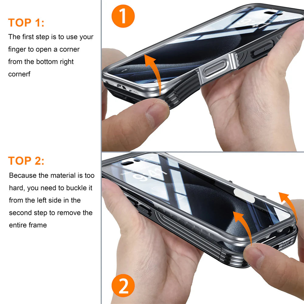 Luxury iPhone Case — Magnetic Double-Sided Tempered Glass Cover, MagSafe Compatible Full-Coverage Design with Dual-Layer Shockproof Protection and Anti-Fingerprint Transparency