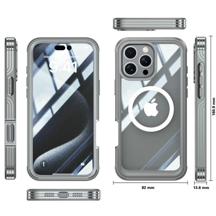 Luxury iPhone Case — Magnetic Double-Sided Tempered Glass Cover, MagSafe Compatible Full-Coverage Design with Dual-Layer Shockproof Protection and Anti-Fingerprint Transparency