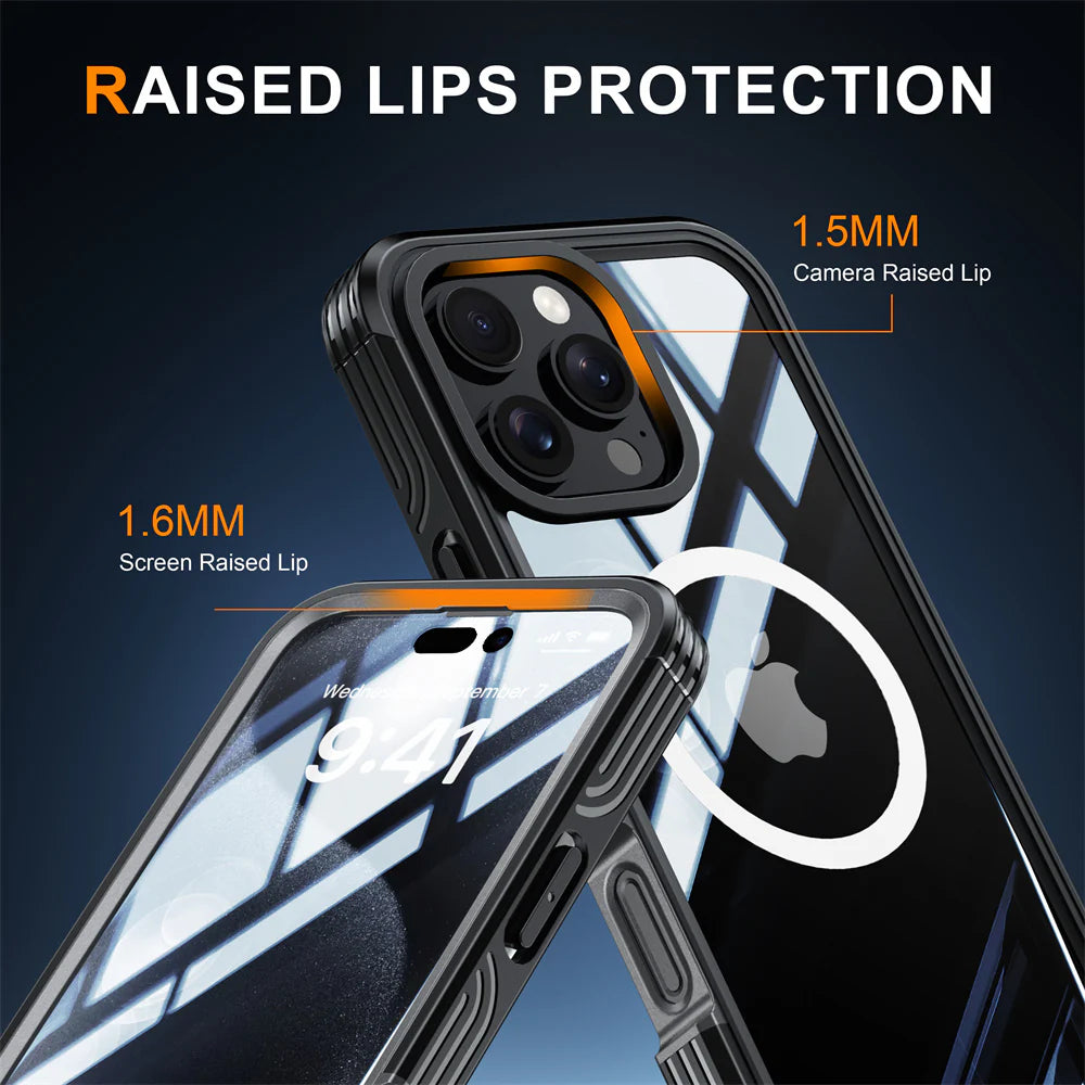 Luxury iPhone Case — Magnetic Double-Sided Tempered Glass Cover, MagSafe Compatible Full-Coverage Design with Dual-Layer Shockproof Protection and Anti-Fingerprint Transparency