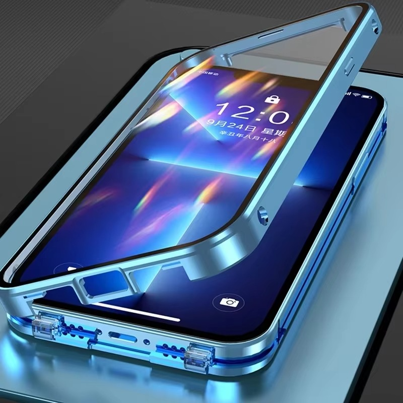 Luxury iPhone Case — Magnetic Metal Frame with Double-Sided Glass, 360° Full-Body Protection, Shockproof Transparent Cover and Slim Scratch-Resistant Durable Design