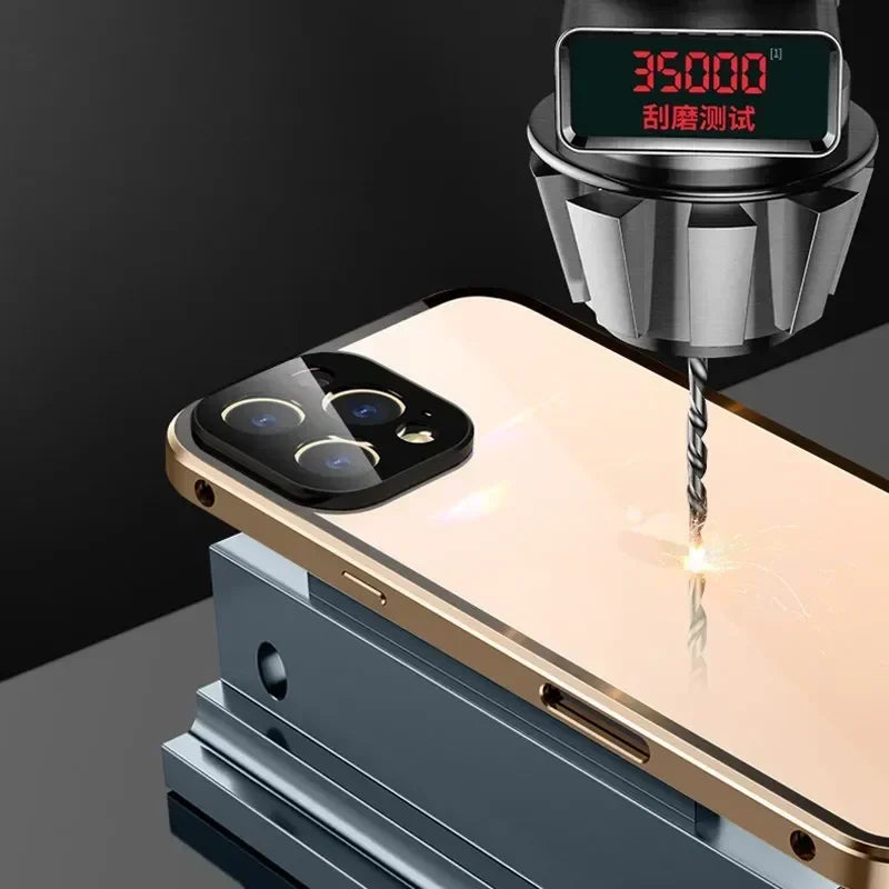 Luxury iPhone Case — Magnetic Metal Frame with Double-Sided Glass, 360° Full-Body Protection, Shockproof Transparent Cover and Slim Scratch-Resistant Durable Design