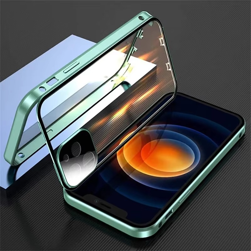 Luxury iPhone Case — Magnetic Metal Frame with Double-Sided Glass, 360° Full-Body Protection, Shockproof Transparent Cover and Slim Scratch-Resistant Durable Design