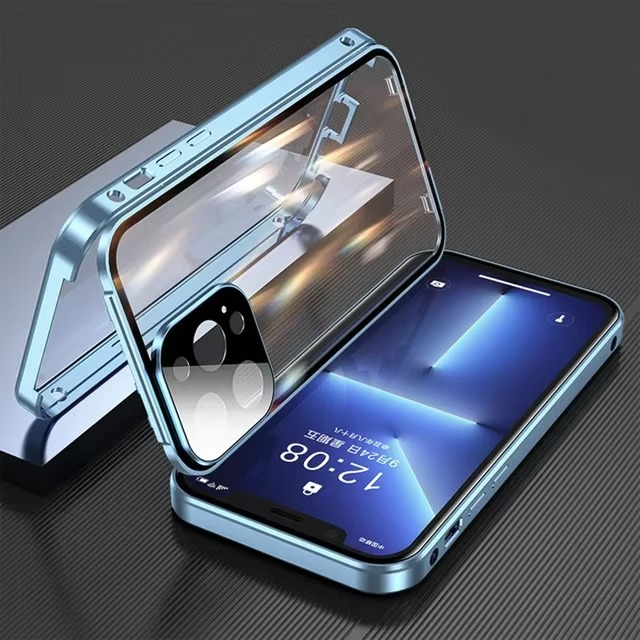 Luxury iPhone Case — Magnetic Metal Frame with Double-Sided Glass, 360° Full-Body Protection, Shockproof Transparent Cover and Slim Scratch-Resistant Durable Design