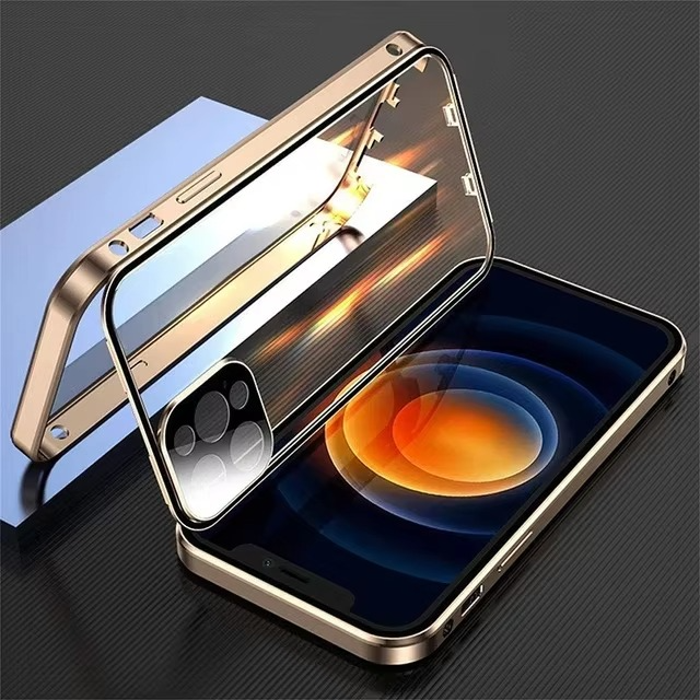 Luxury iPhone Case — Magnetic Metal Frame with Double-Sided Glass, 360° Full-Body Protection, Shockproof Transparent Cover and Slim Scratch-Resistant Durable Design