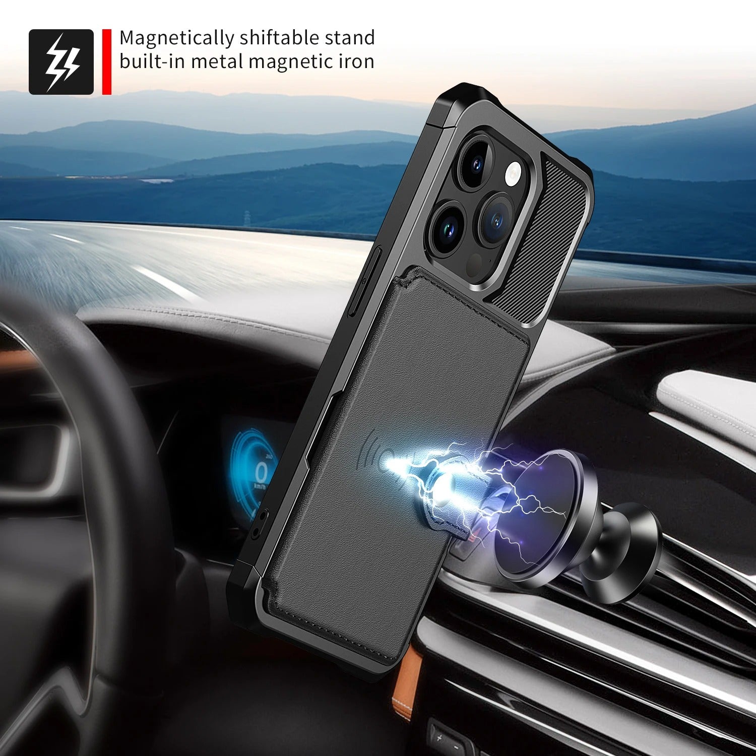 Luxury iPhone Case — Magnetic Leather Wallet Cover with Card Slot Holder, Flip Stand Design, Shockproof Anti-Drop Protection and Slim Dustproof Anti-Fingerprint Finish