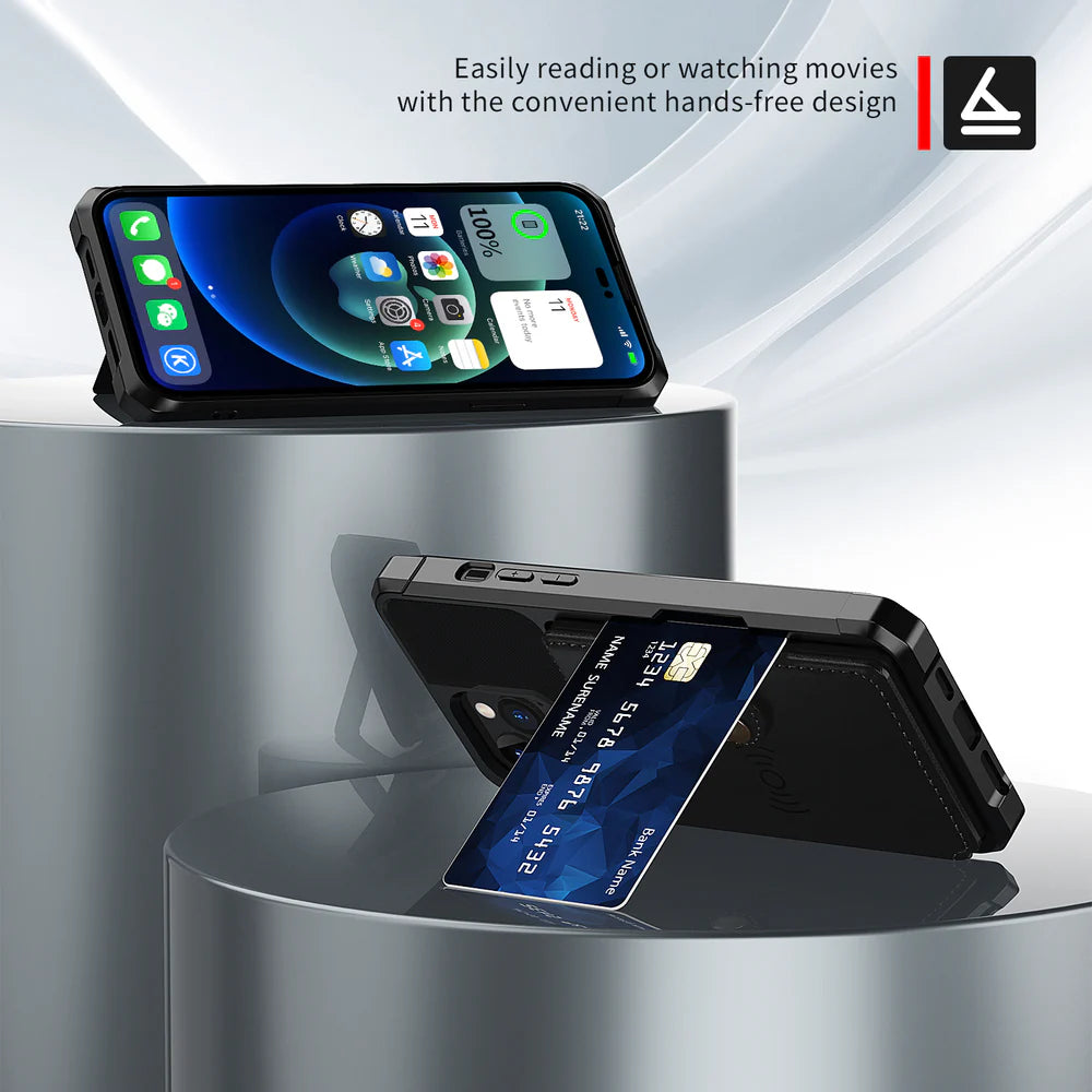 Luxury iPhone Case — Magnetic Leather Wallet Cover with Card Slot Holder, Flip Stand Design, Shockproof Anti-Drop Protection and Slim Dustproof Anti-Fingerprint Finish