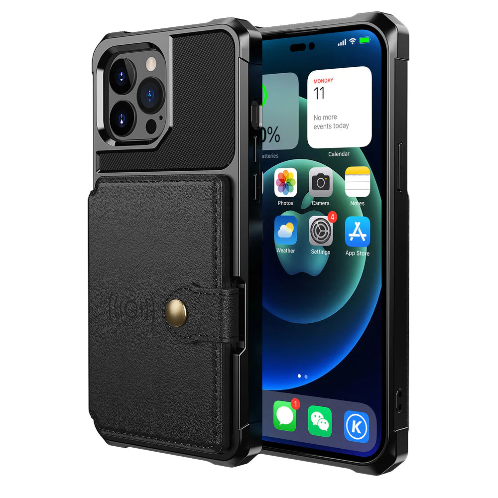 Luxury iPhone Case — Magnetic Leather Wallet Cover with Card Slot Holder, Flip Stand Design, Shockproof Anti-Drop Protection and Slim Dustproof Anti-Fingerprint Finish