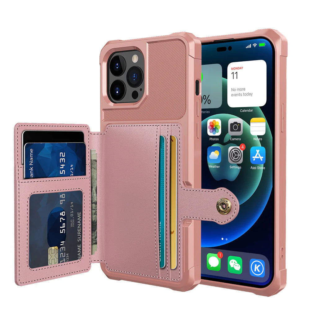 Luxury iPhone Case — Magnetic Leather Wallet Cover with Card Slot Holder, Flip Stand Design, Shockproof Anti-Drop Protection and Slim Dustproof Anti-Fingerprint Finish