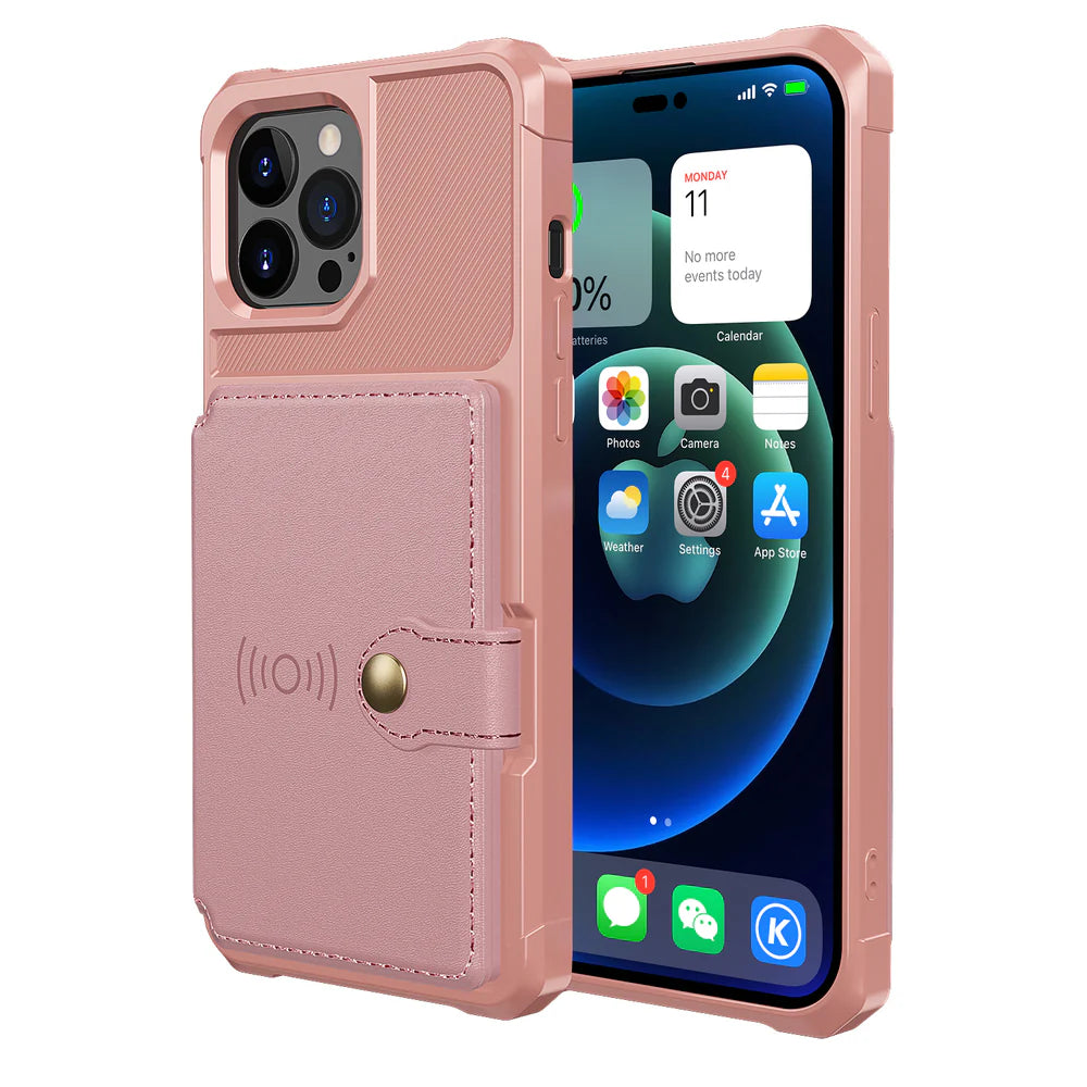 Luxury iPhone Case — Magnetic Leather Wallet Cover with Card Slot Holder, Flip Stand Design, Shockproof Anti-Drop Protection and Slim Dustproof Anti-Fingerprint Finish